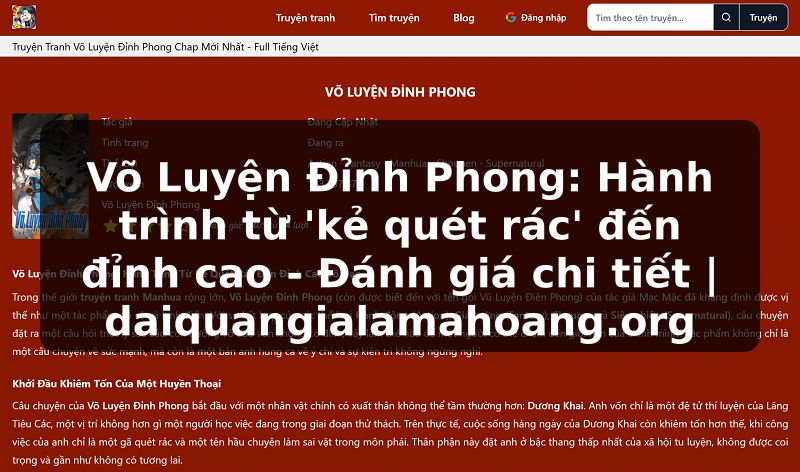 Võ Luyện Đỉnh Phong: Hành trình từ 'kẻ quét rác' đến đỉnh cao - Đánh giá chi tiết | daiquangialamahoang.org